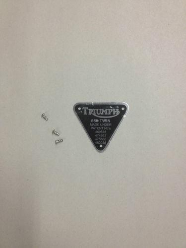 TRIUMPH ALUMINUM PATENT PLATE " 650 TWIN" WITH RIVETS