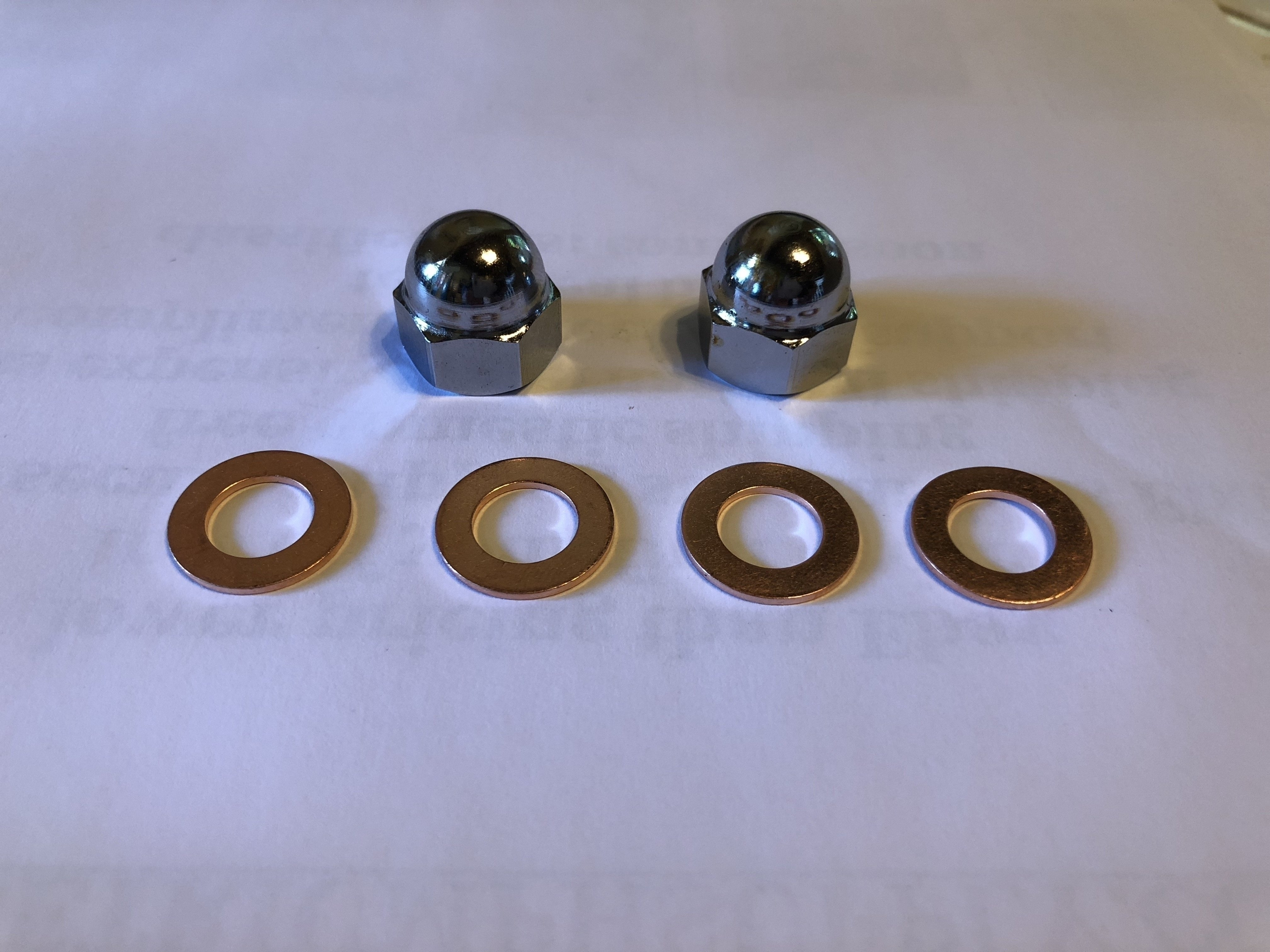 Acorn Domed Nuts rocker feed T120 TR6 T140 TR7 1950-82 w Washers for Triumph