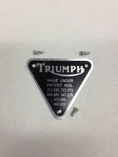 Patent Plate with Rivets for Triumph Motorcycle