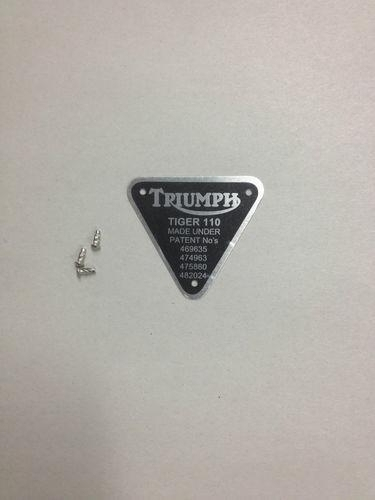 TRIUMPH PATENT PLATE " TIGER 110" WITH RIVETS